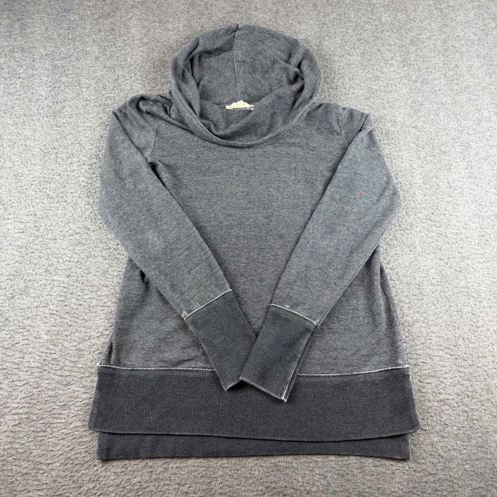 Lucky Brand Sweatshirt Women's Medium Gray Cowl Neck Ribbed Trim Pullover